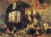 Albert Bierstadt Roman Fish Market, Arch of Octavius oil painting artist